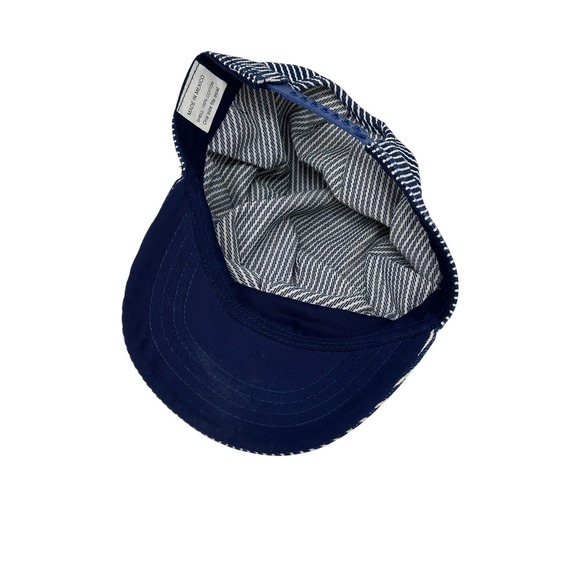 Key Imperial Hickory Stripe Engineer Hat Navy White Cotton Snapback Work Cap - Picture 5 of 6